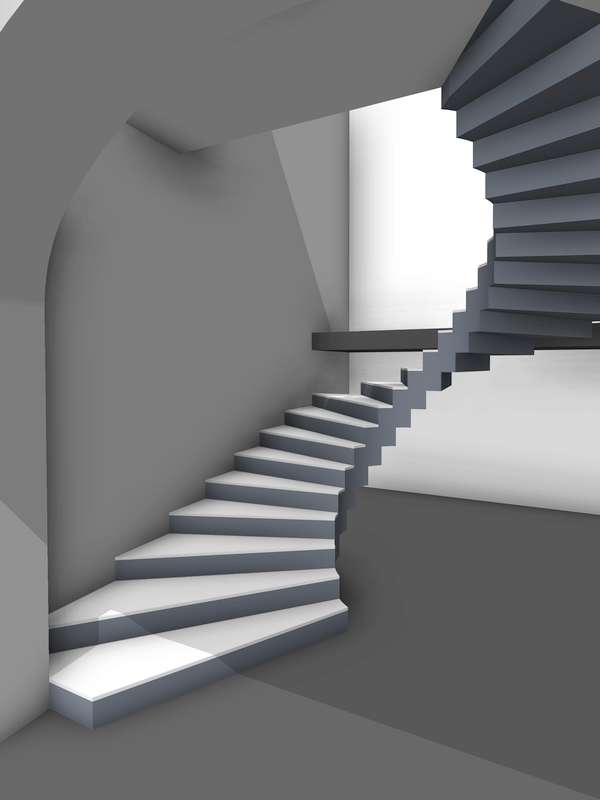 Забежная бетонная лестница. Вид 1
